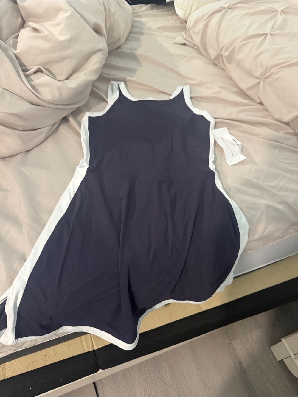Women's Navy Blue and White A-Line Dress